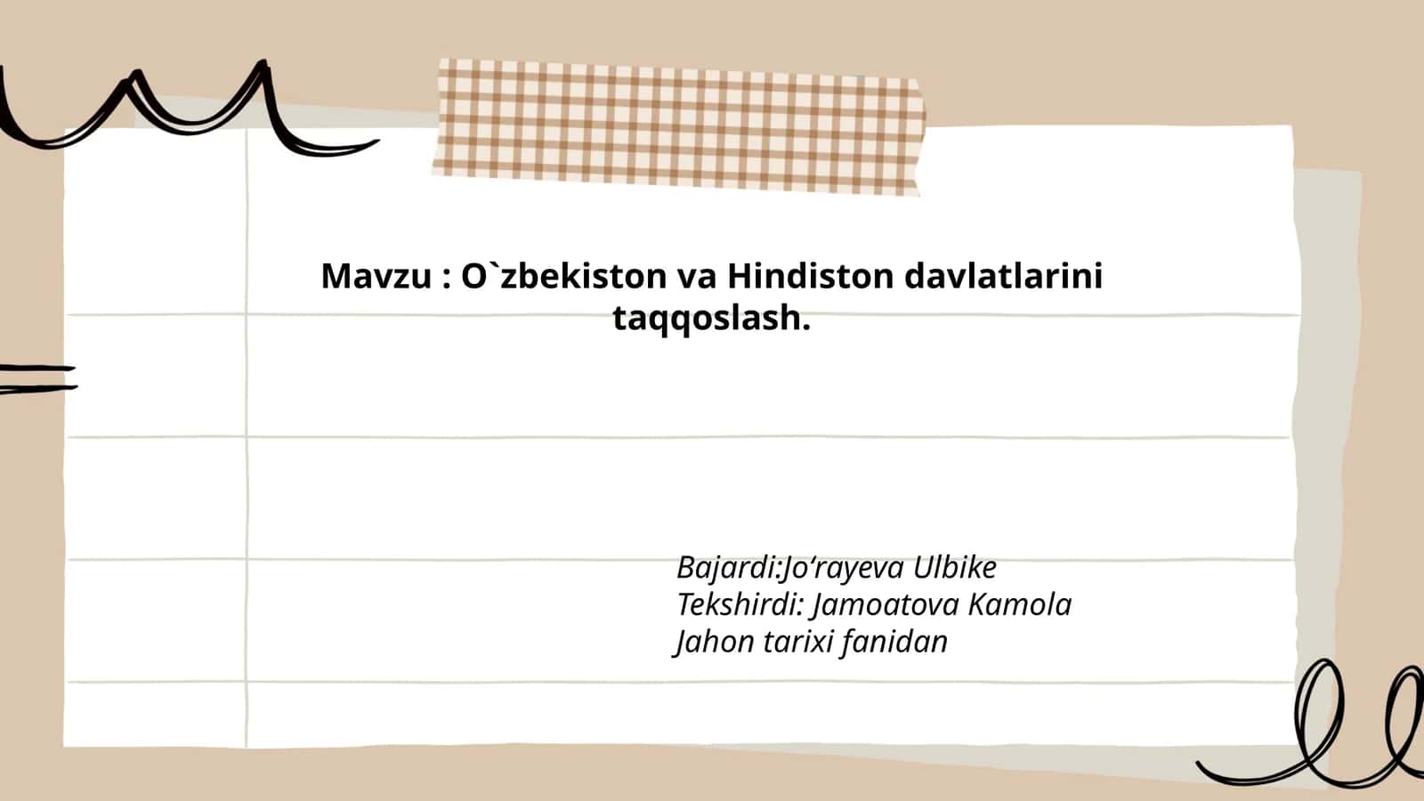 O`zbekiston va Hindiston davlatlarini taqqoslash