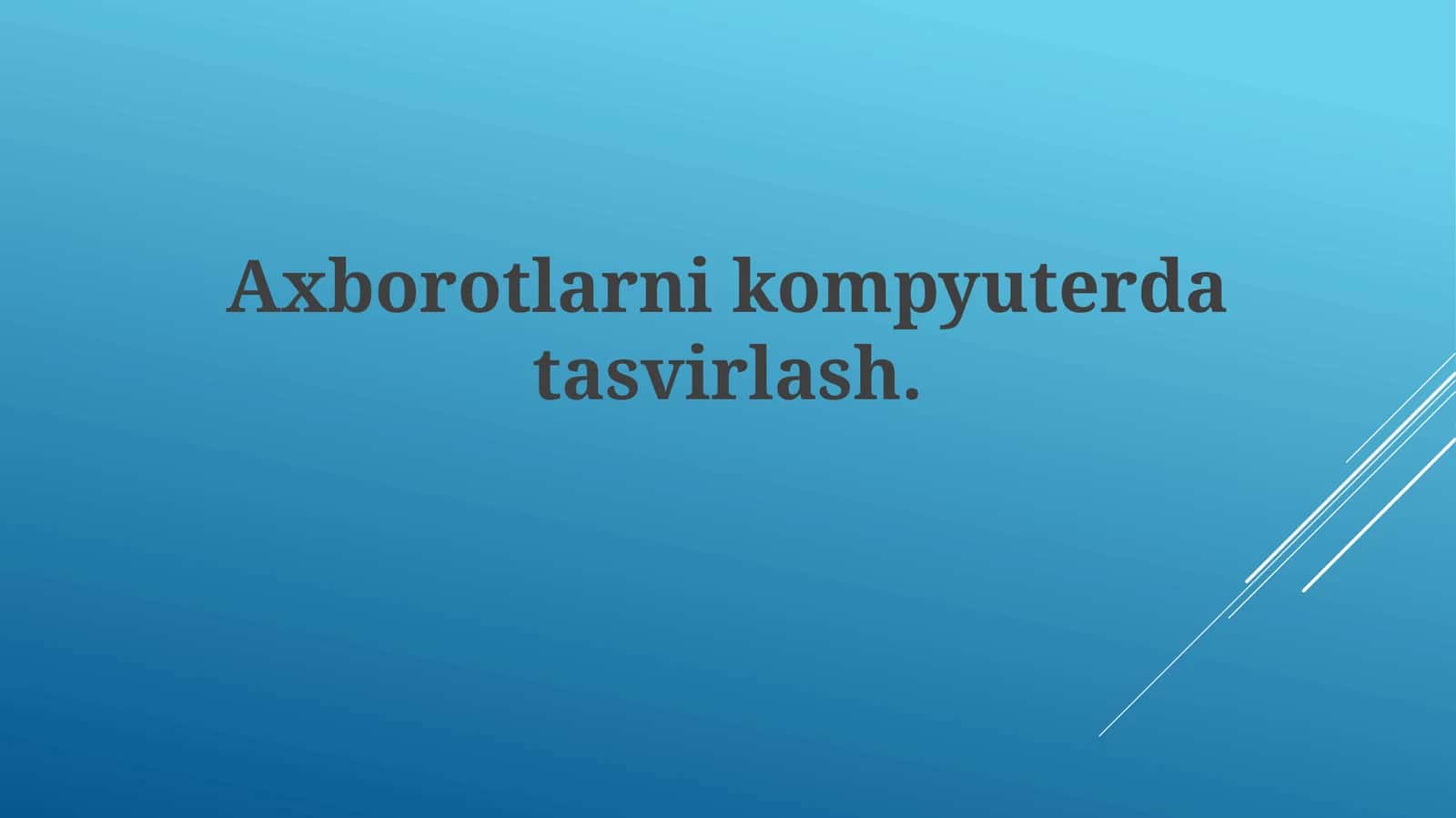 Axborotlarni Kompyuterda Tasvirlash