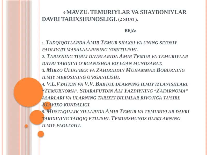 TEMURIYLAR VA SHAYBONIYLARDA VRITARIXSHUNOSLIGI