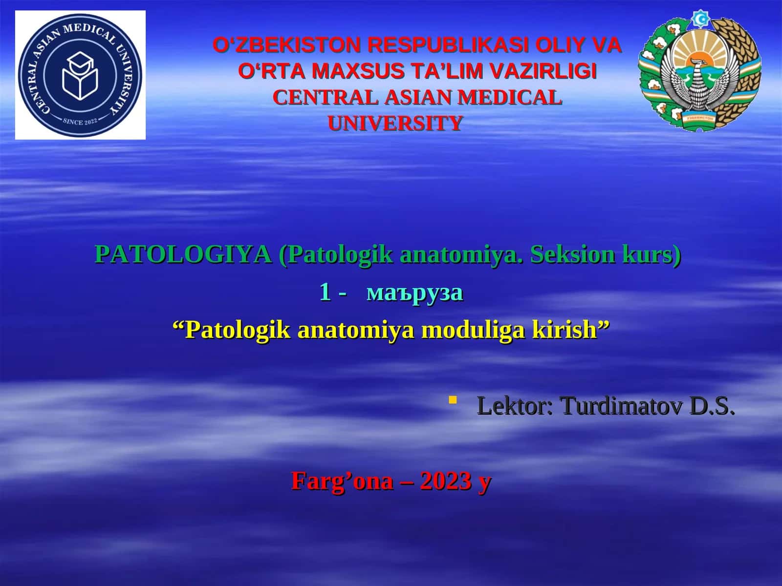 PATOLOGIYA (Patologik anatomiya. Seksion kurs)