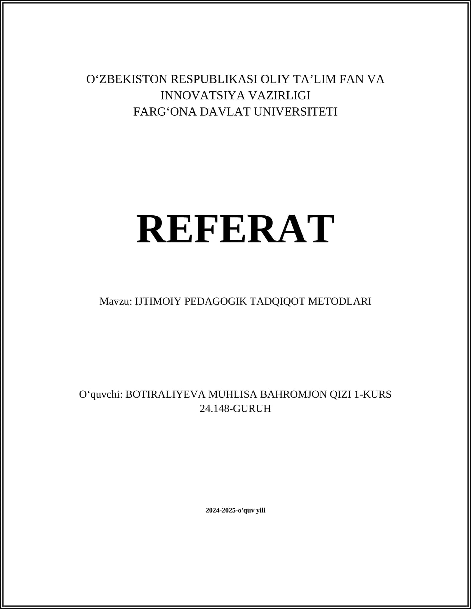 Ijtimoiy Pedagogik Tadqiqot Metodlari