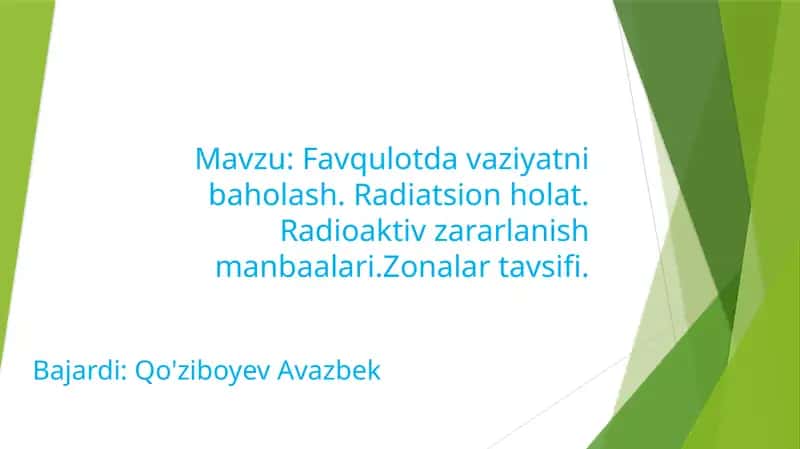 Favqulotdavaziyatni baholash