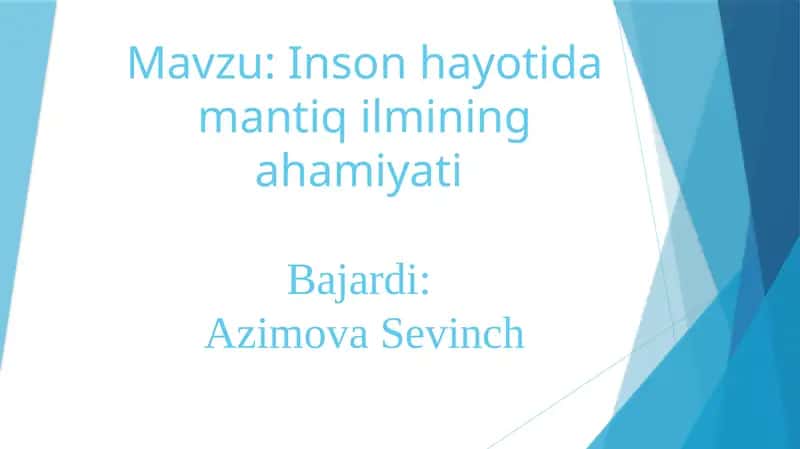 Inson hayotida mantiqiy fikrlash