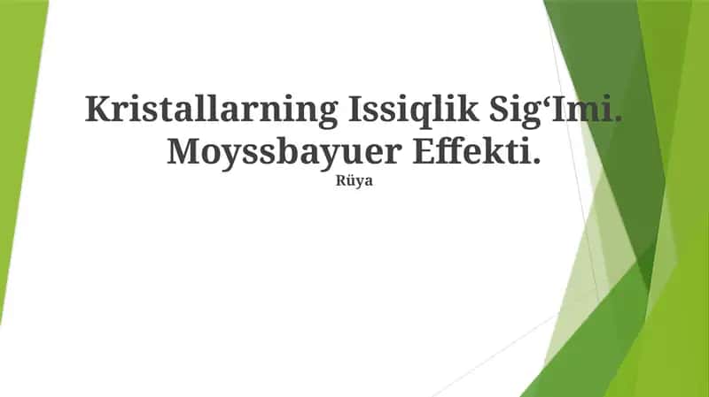 Kristallarning Issiqlik SigʻImi