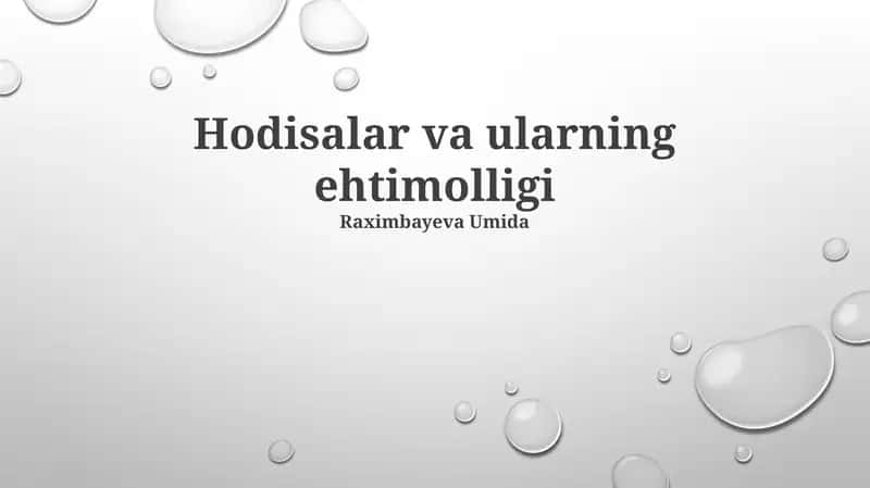 Hodisalar va ularning ehtimolligi