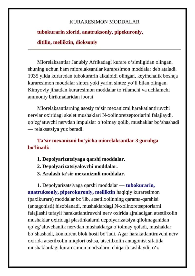 KURARESIMON MODDALAR
