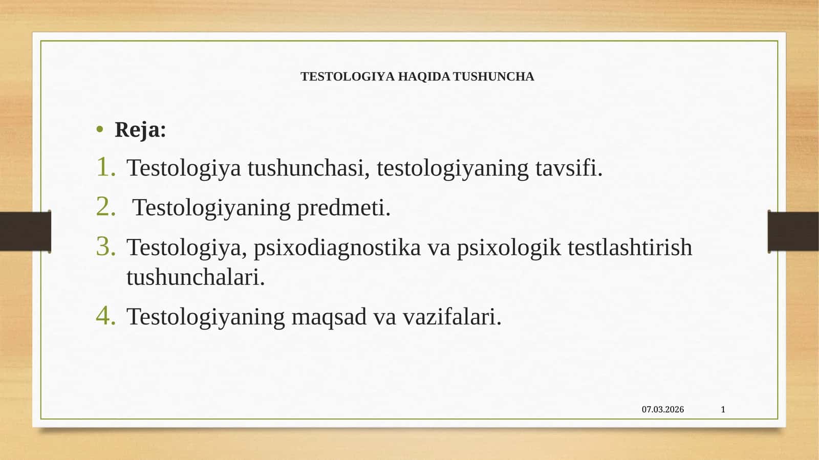 Testologiya Tushunchasi
