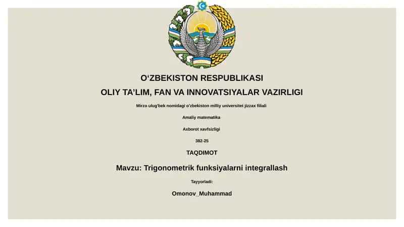 Trigonometrik funksiyalarni integrallash