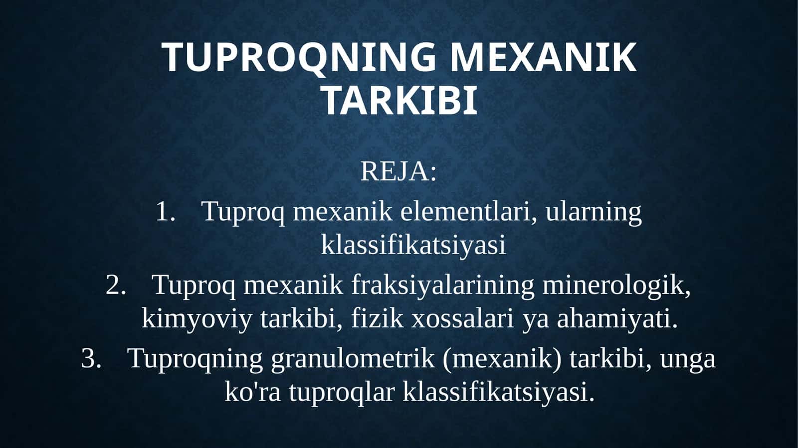 Tuproqning mexanik tarkibi