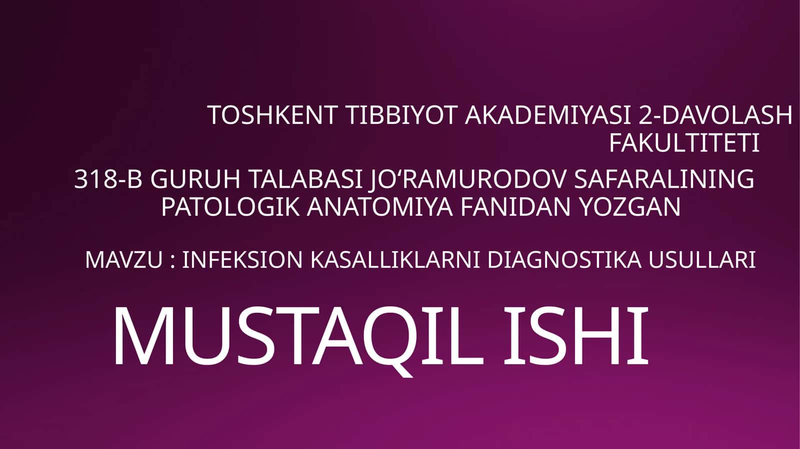 INFESION KASALLIKLAR