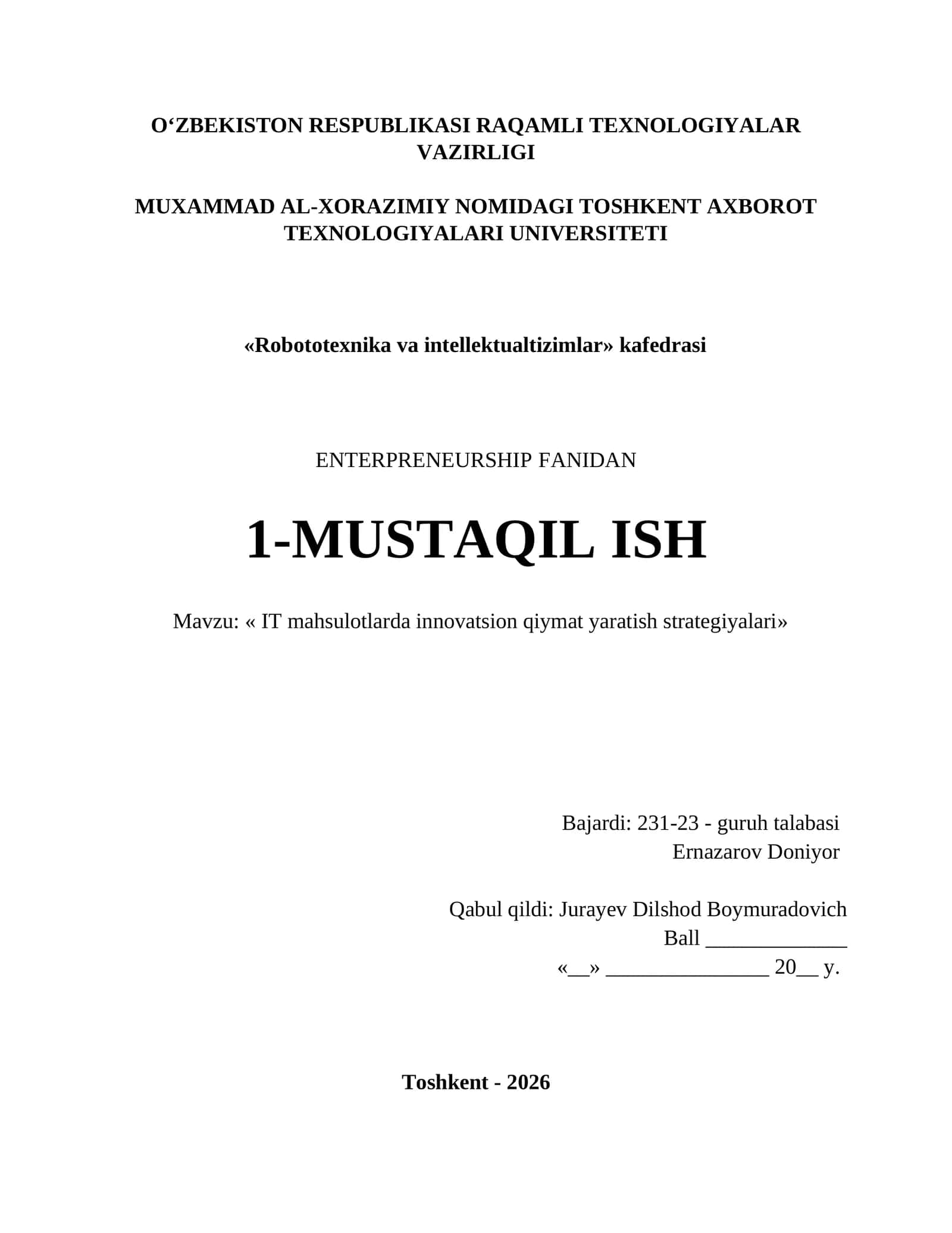 IT mahsulotlarda innovatsion qiymat yaratish strategiyalari