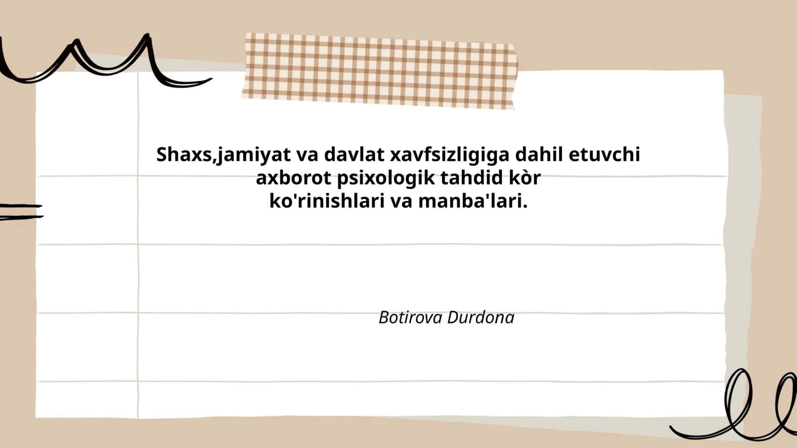 Shaxs, jamiyat va davlat xavfsizligiga dahil etuvchi axborot psixologik tahdid kòr ko'rinishlari va manba'lari