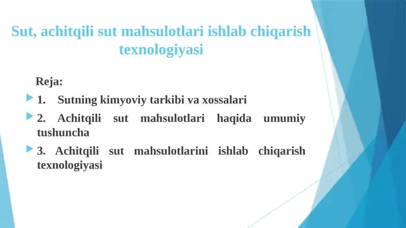 Achit qilisut mahsulotlari ishlab chiqarish texnologiyasi