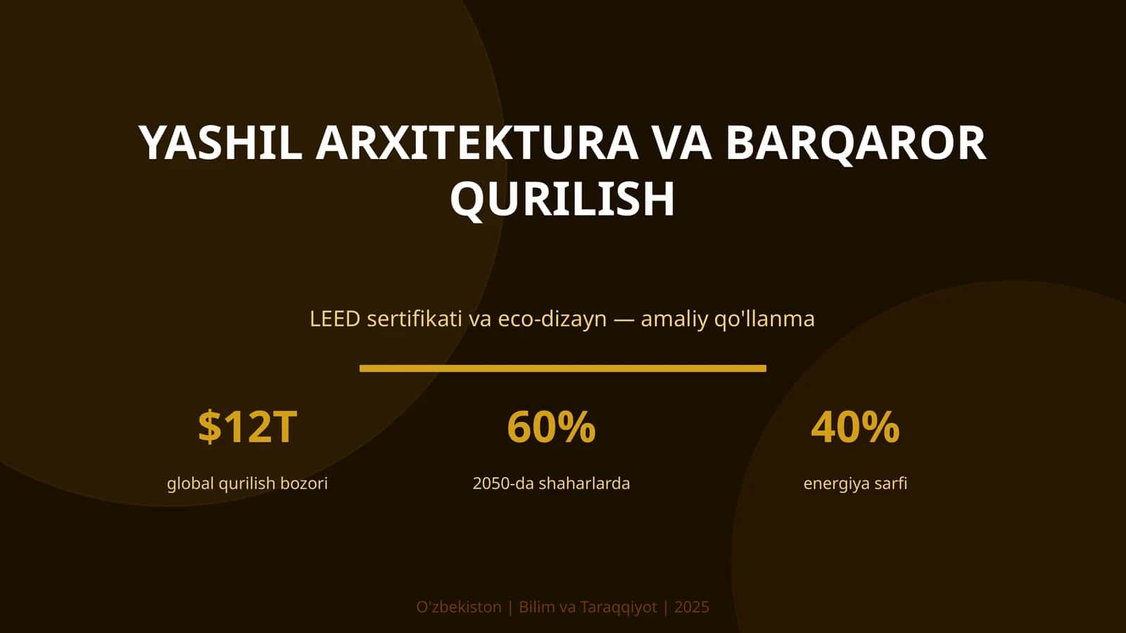 Yashil arxitektura va barqaror qurilish LEED sertifikati va eco-dizayn