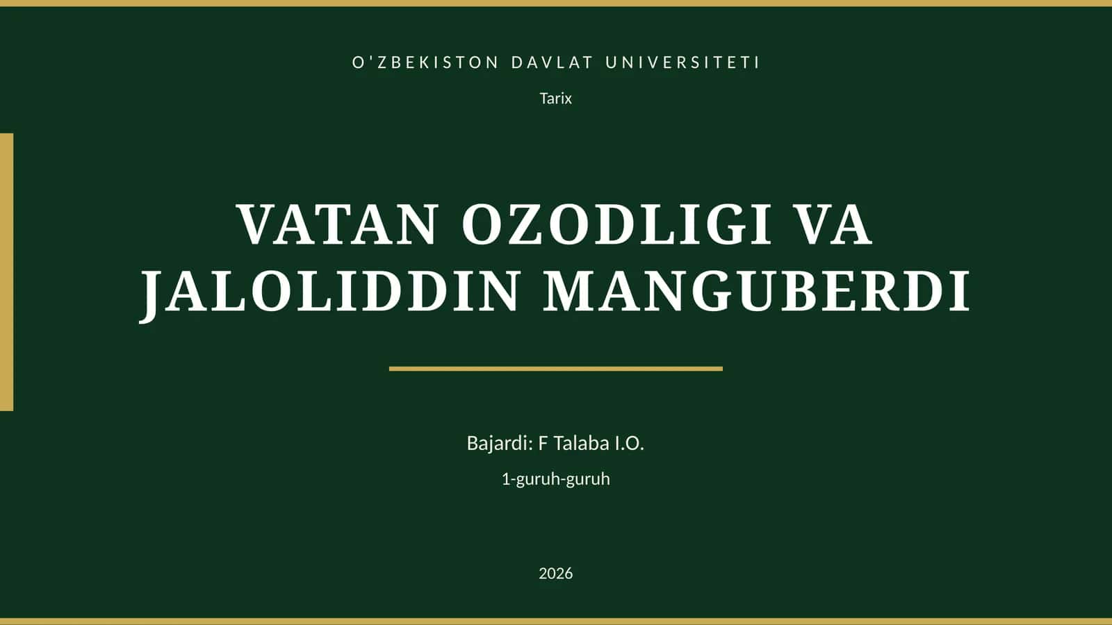VATAN OZODLIGI VA JALOLIDDIN MANGUBERDI