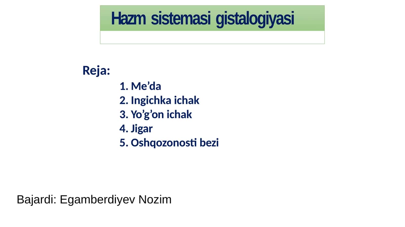 Hazmsistema Gistologiyasi