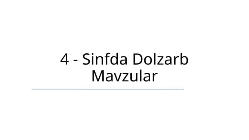 Sinfda Dolzarb Mavzular