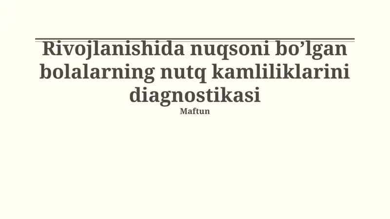 Fonetik-fonematik buzilishlarni aniqlash