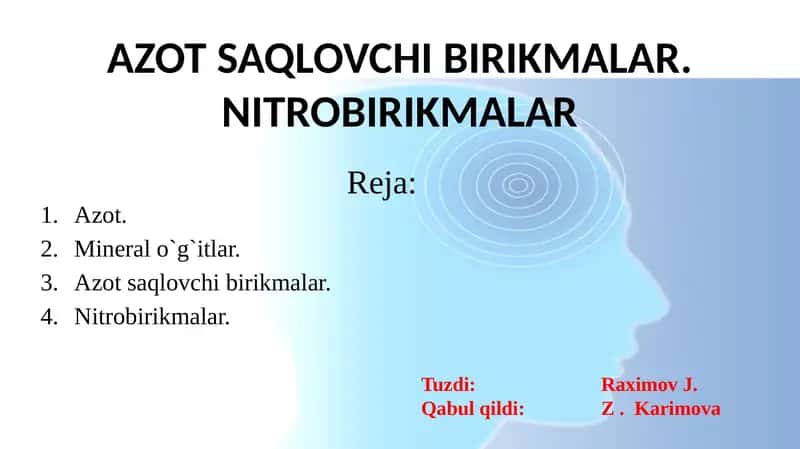 AZOT SAQLOVCHI BIRIKMALAR