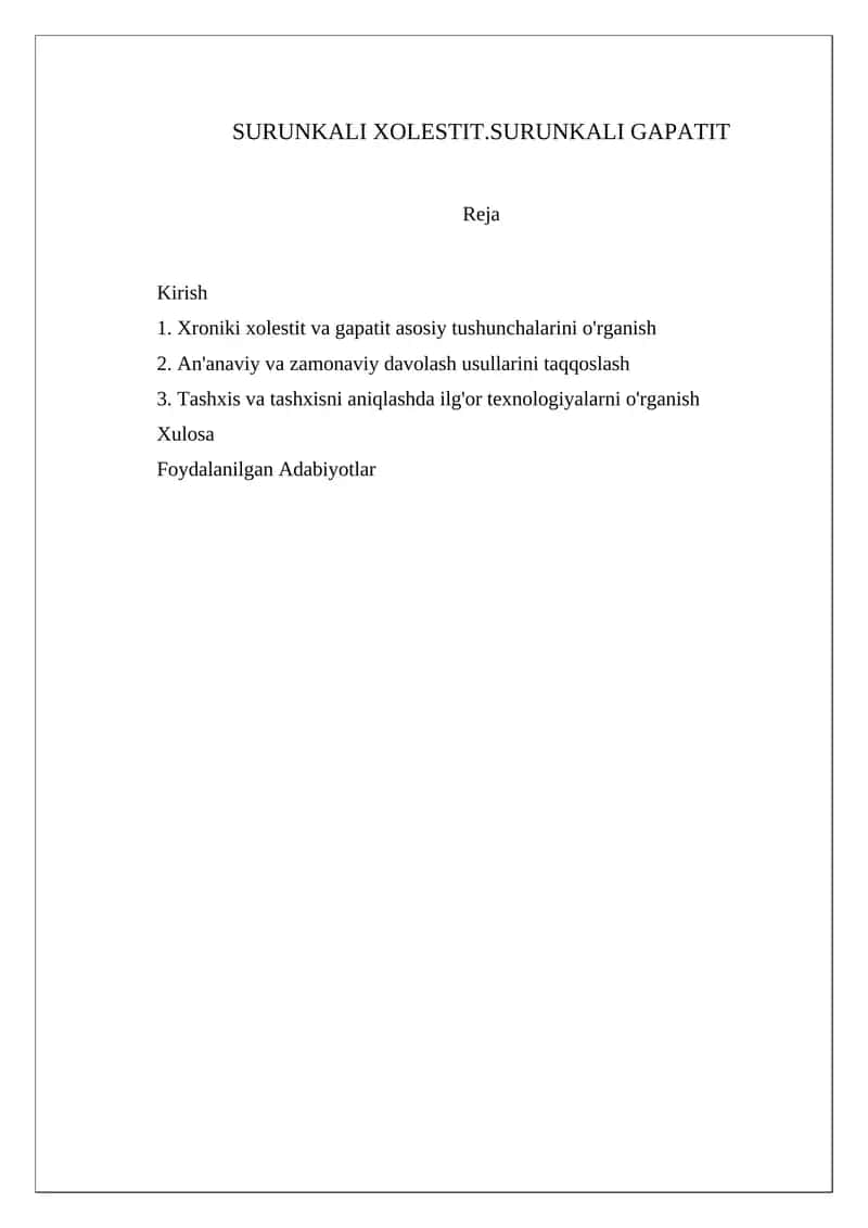 Surunkali Xolestit va Gapatit Rejas
