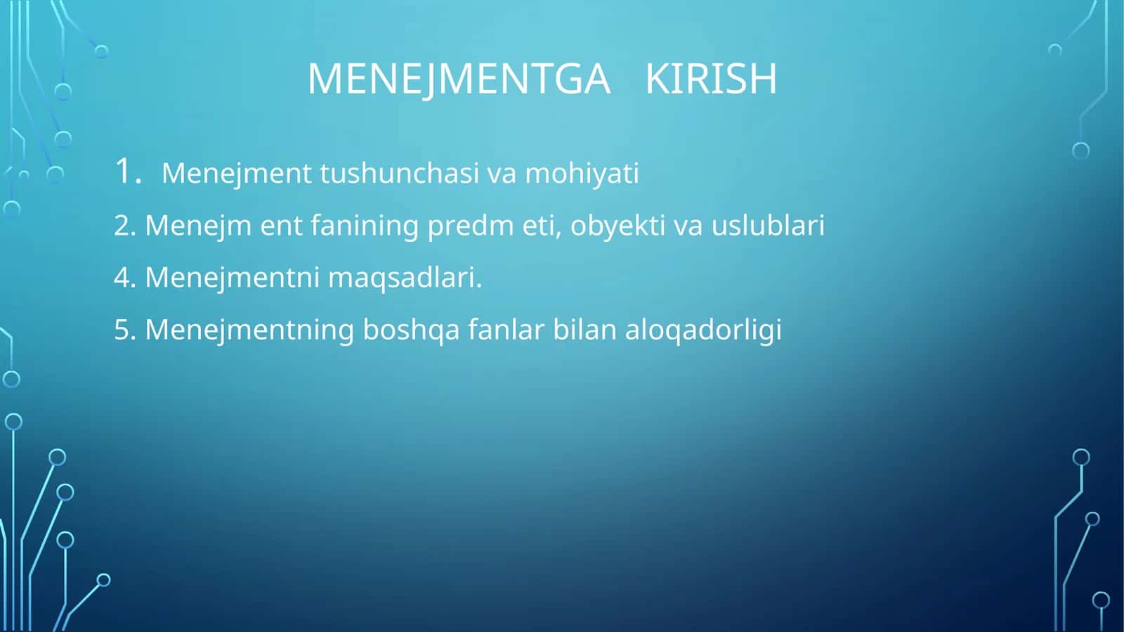 MENEJMENTga kirish
