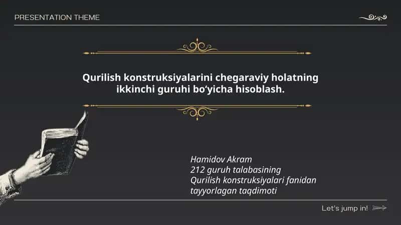 Qurilish konstruksiyalari fanidan tayyorlagan taqdimoti