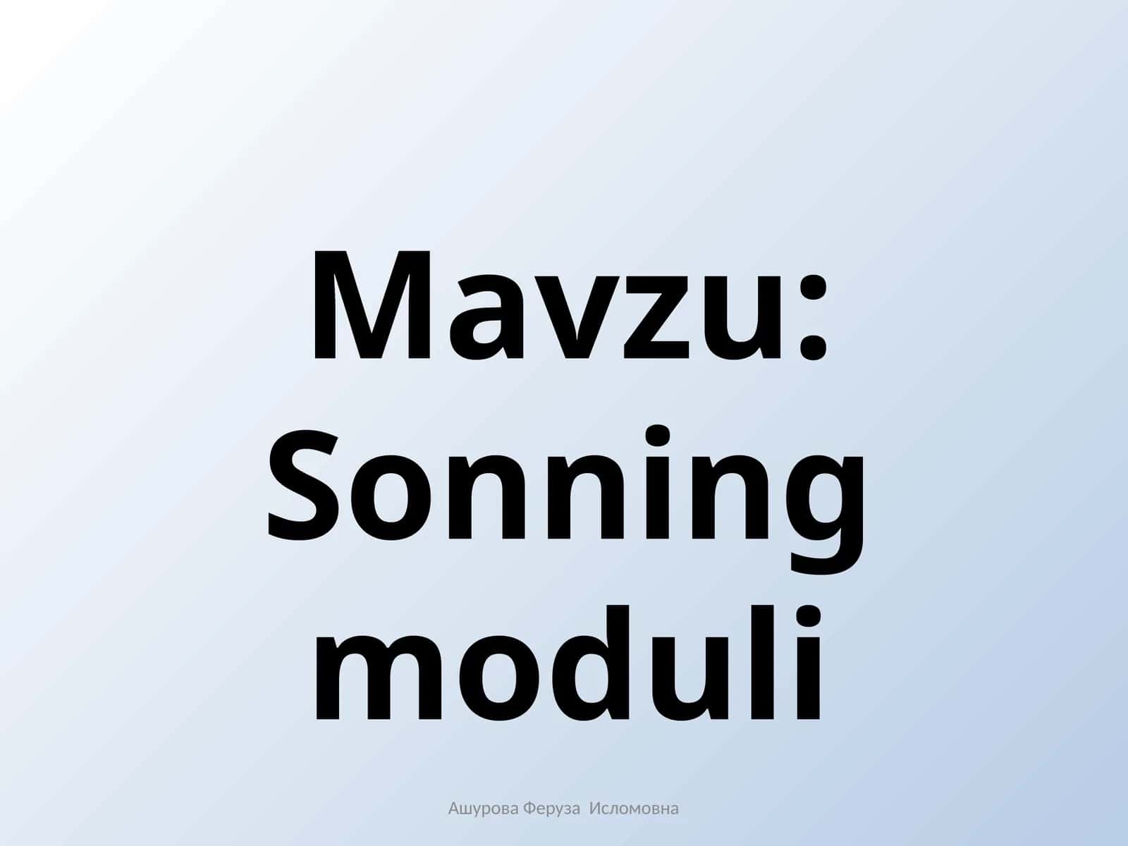 Sonning moduli