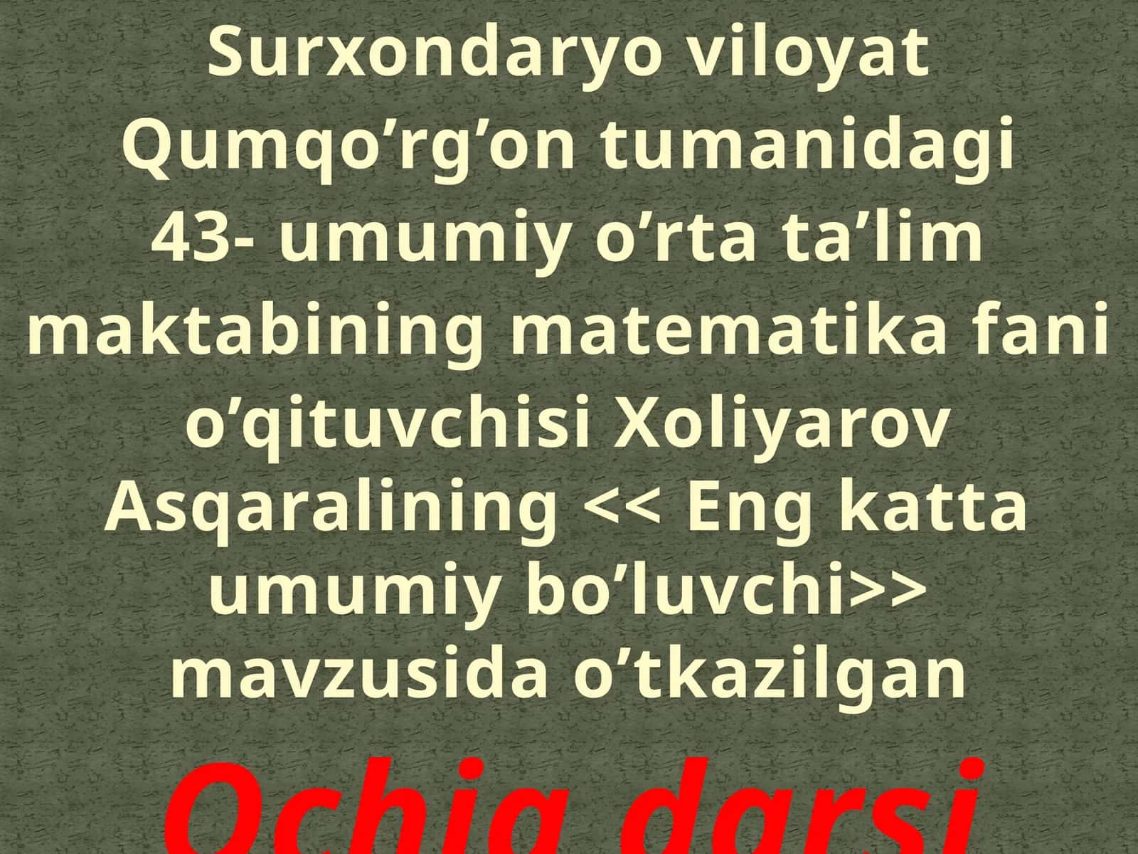 Eng katta umumiy bo'luvchi