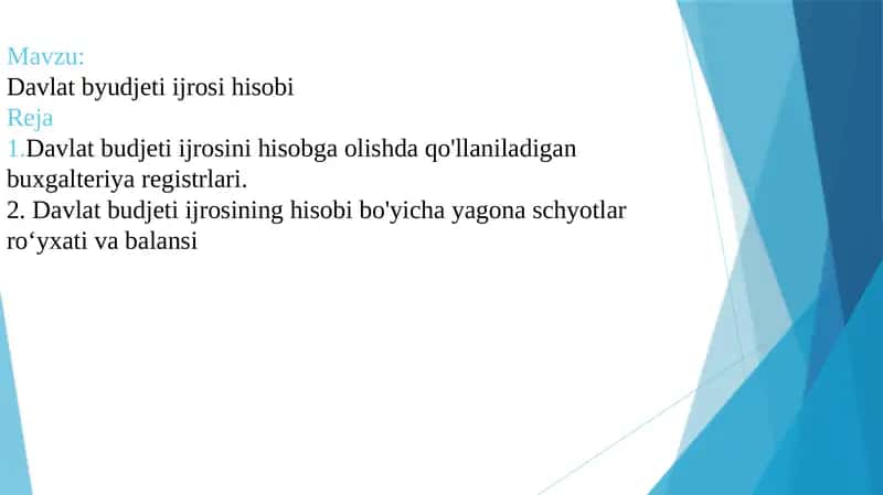 Davlat budjeti ijrosi hisobi