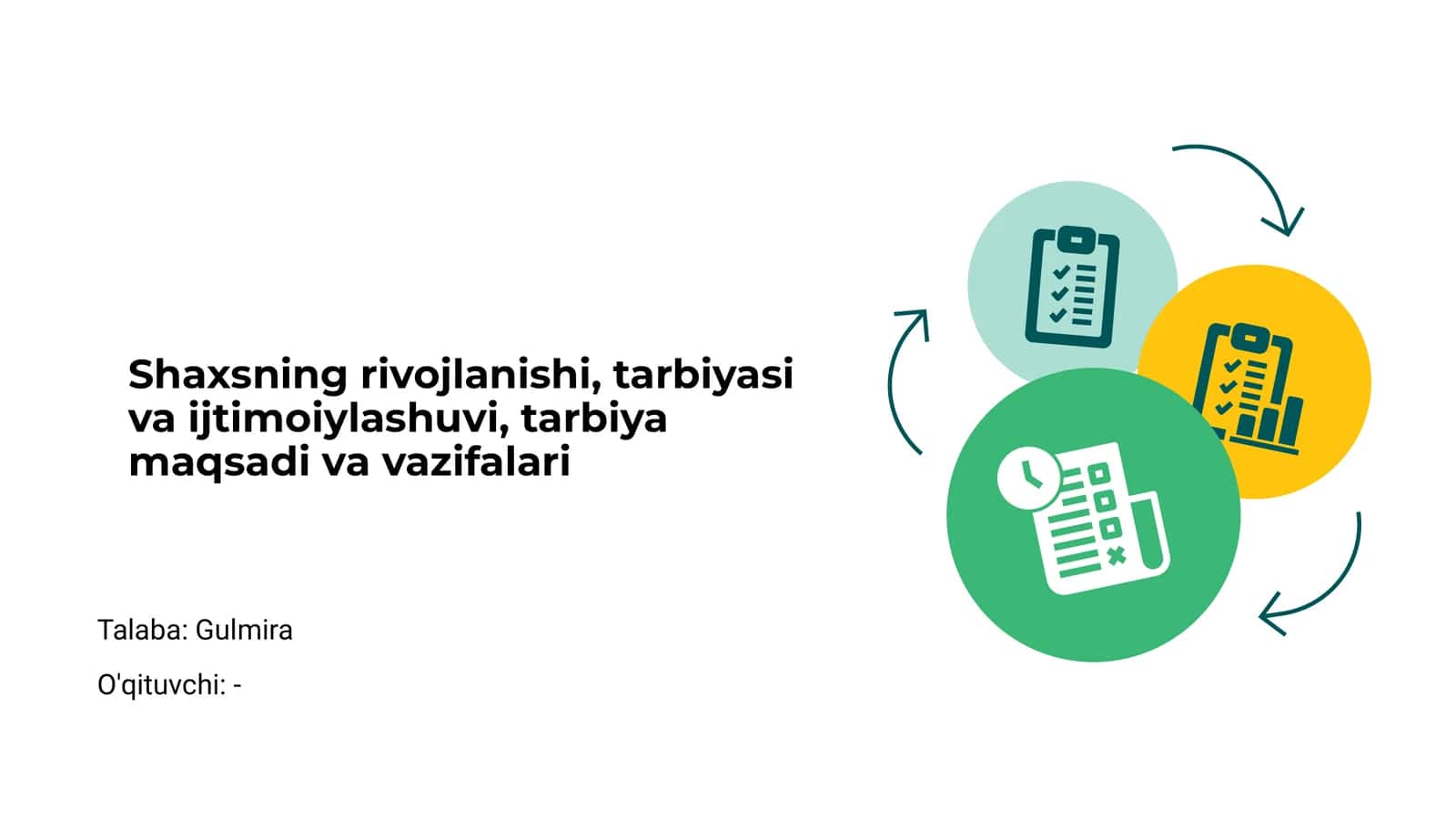 Shaxsning rivojlanishi, tarbiyasi va ijtimoiylashuvi, tarbiya maqsadi va vazifalari