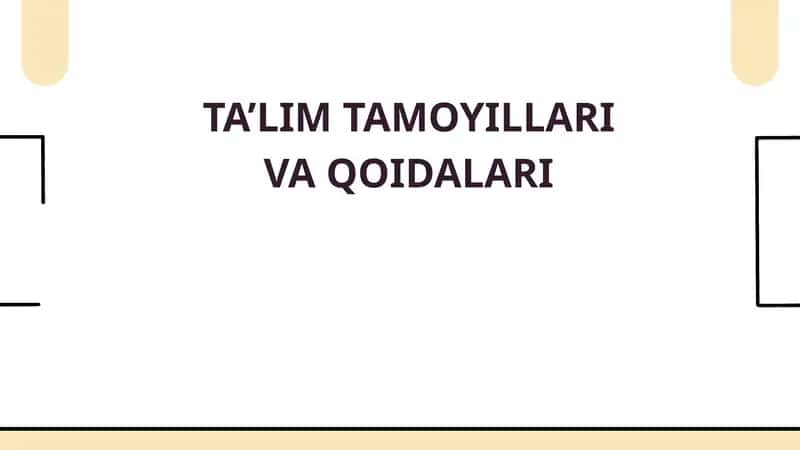 TA’LIM TAMOYILLARI VA QOIDALARI