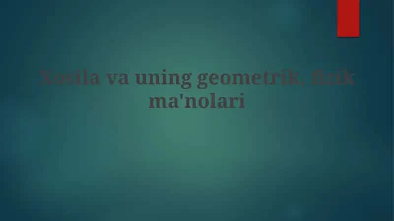 Vatar va uning geometrik va fizik ma'nolari