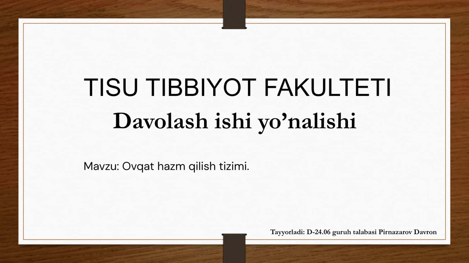 Ovqat hazim qilish tizimi