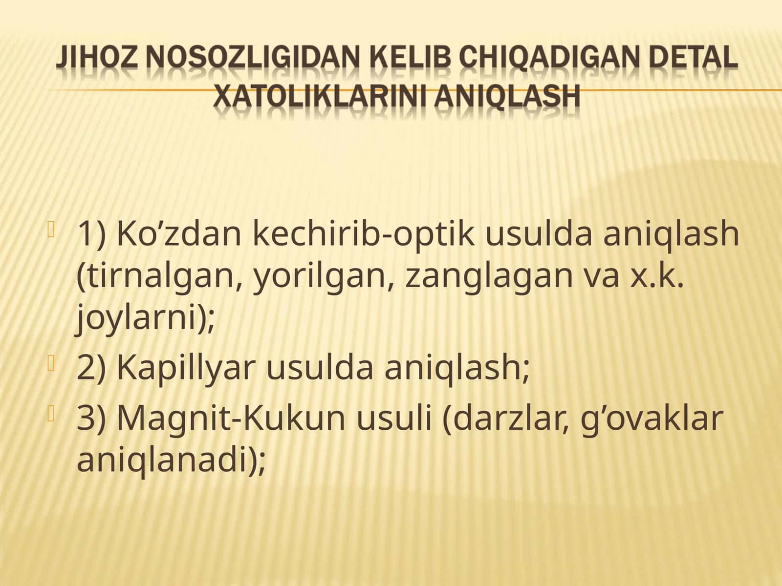 Muharrik tizimlarini sinash usullari