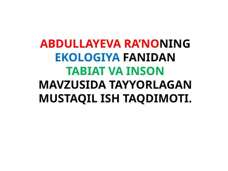 Inson va Tabiat