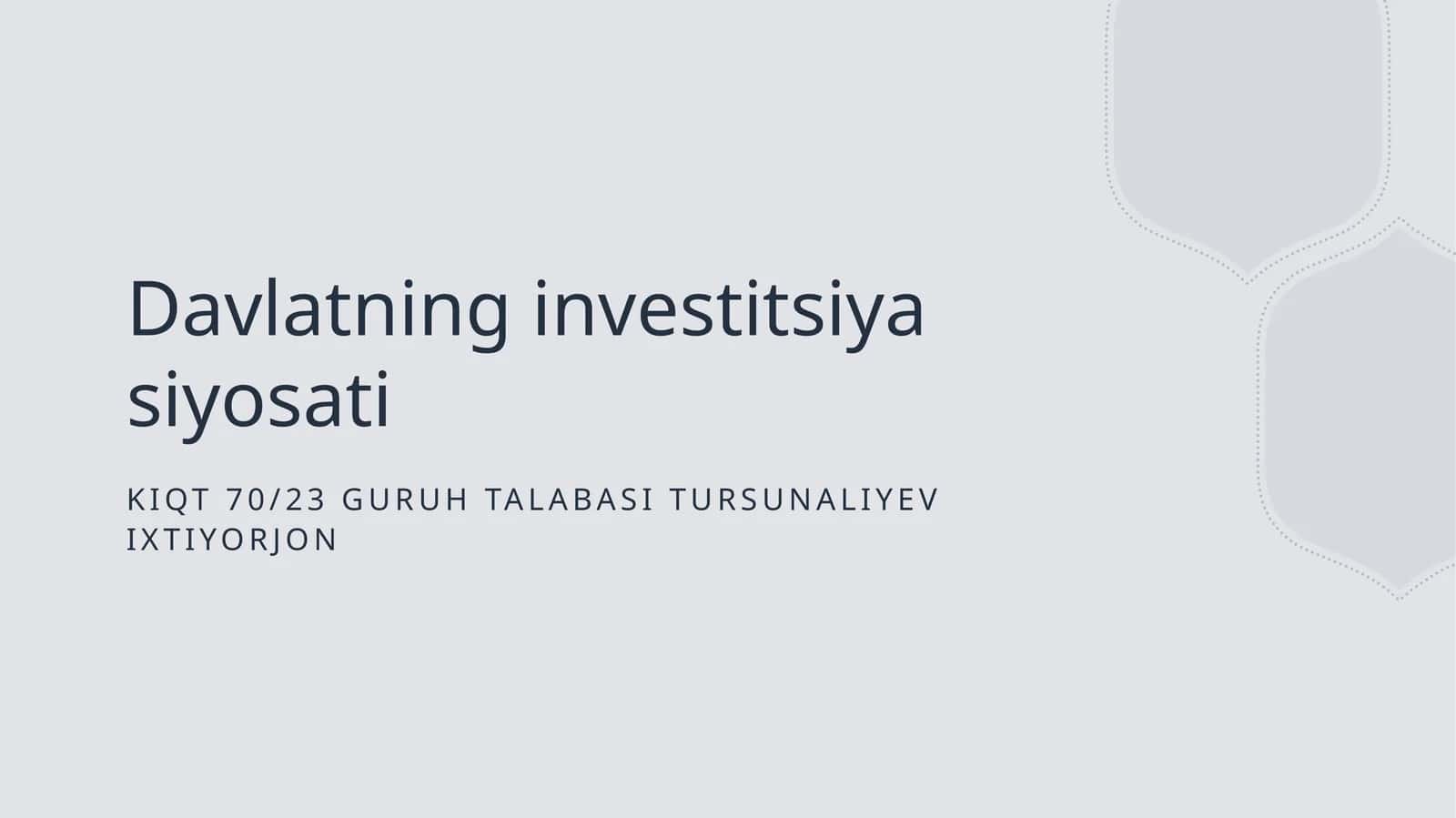 Davlatning investitsiya siyosati
