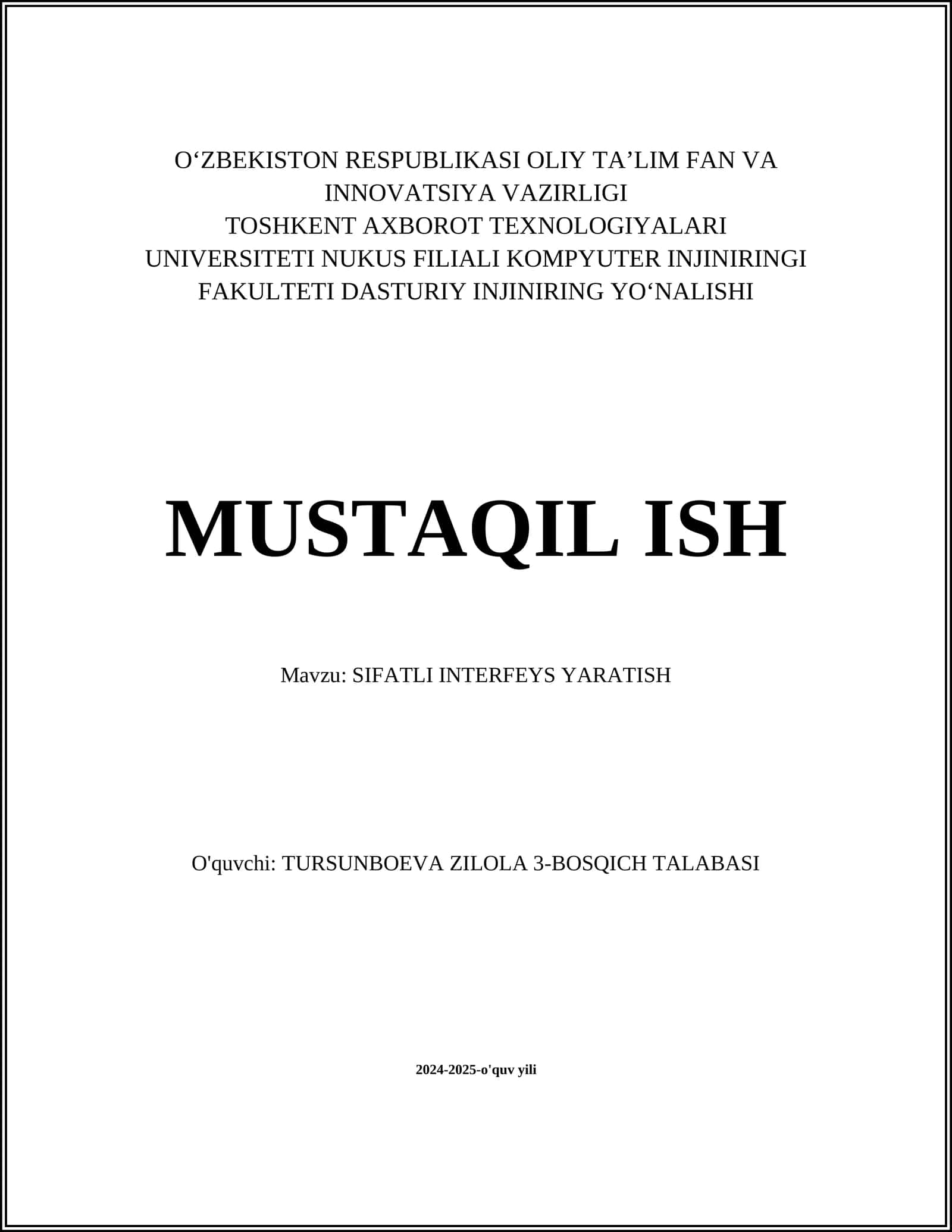 SIFATLI INTERFEYS YARATISH
