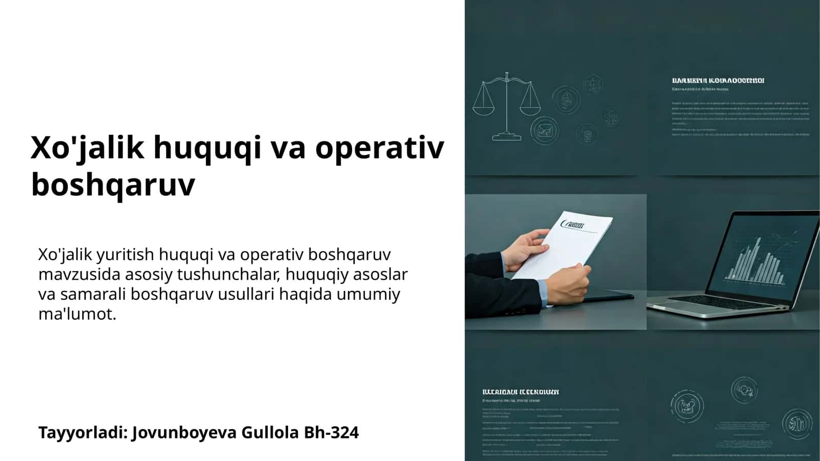 Xo'jalik huquqi va operativ boshqaruv