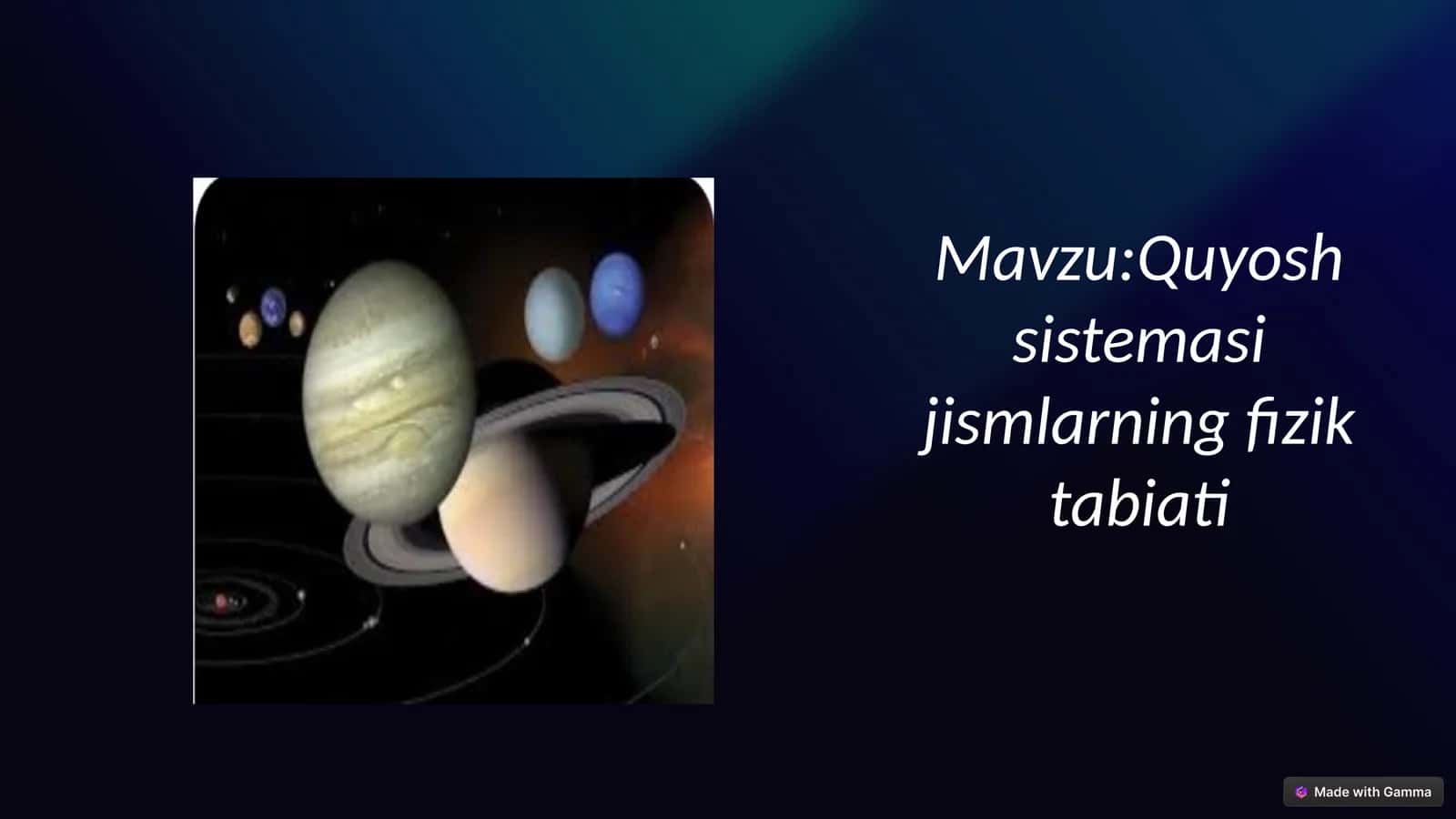 Quyoshsistemasi jismlarning fizik tabiati