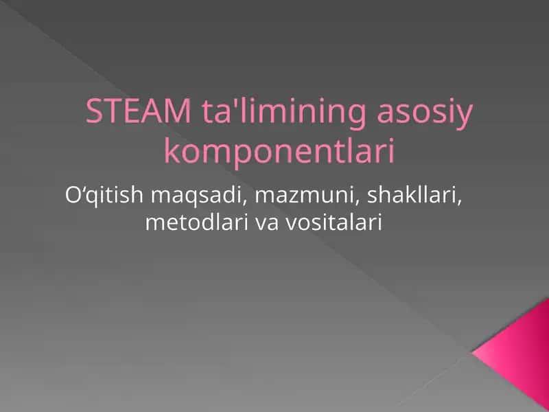 STEAM ta'limining asosiy komponentlari