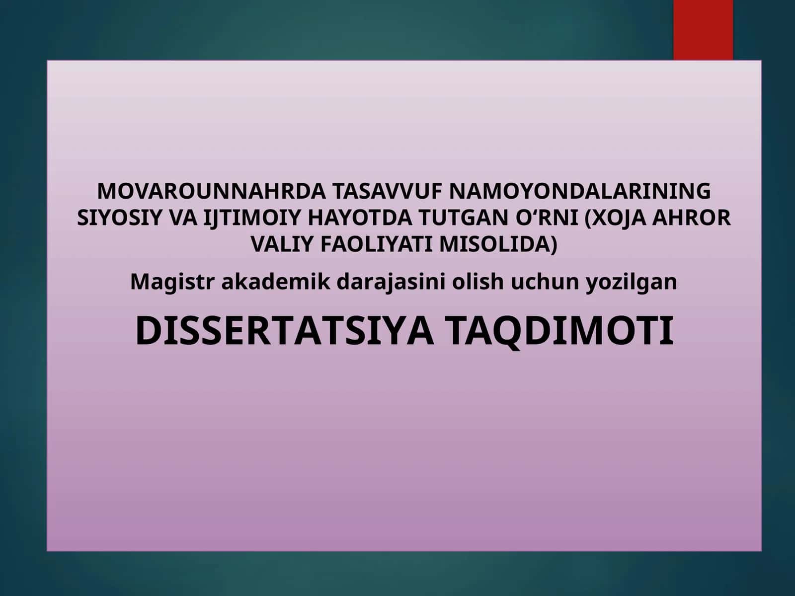 MOVAROUNNAHRDA TASAVVUF NAMOYONDALARINING SIYOSIY VA IJTIMOIY HAYOTDA TUTGAN O‘RNI (XOJA AHROR VALIY FAOLIYATI MISOLIDA)