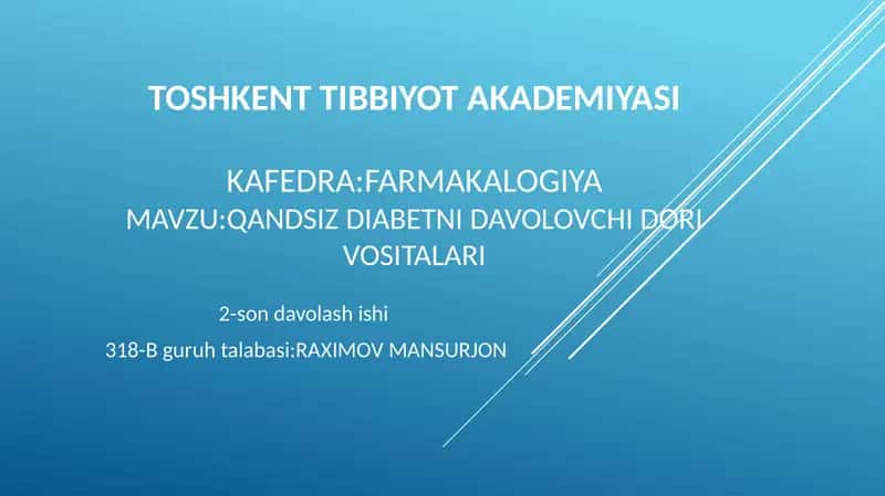 Qandsiz Diabetni Davolovchi Dorivosi