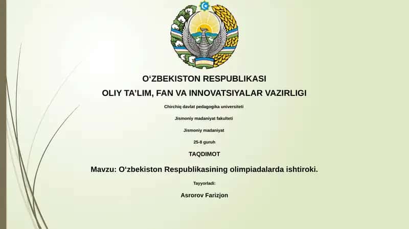 O'zbekiston Respublikasining olimpiadalarda ishtiroki