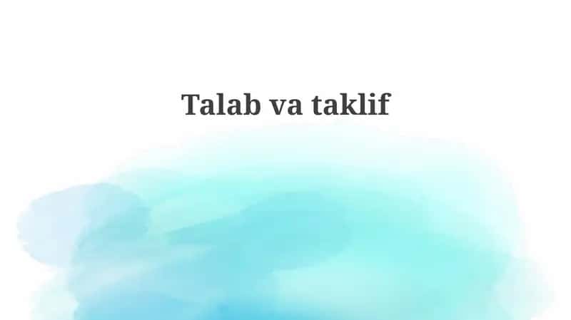 Talab va Taklif Asoslari