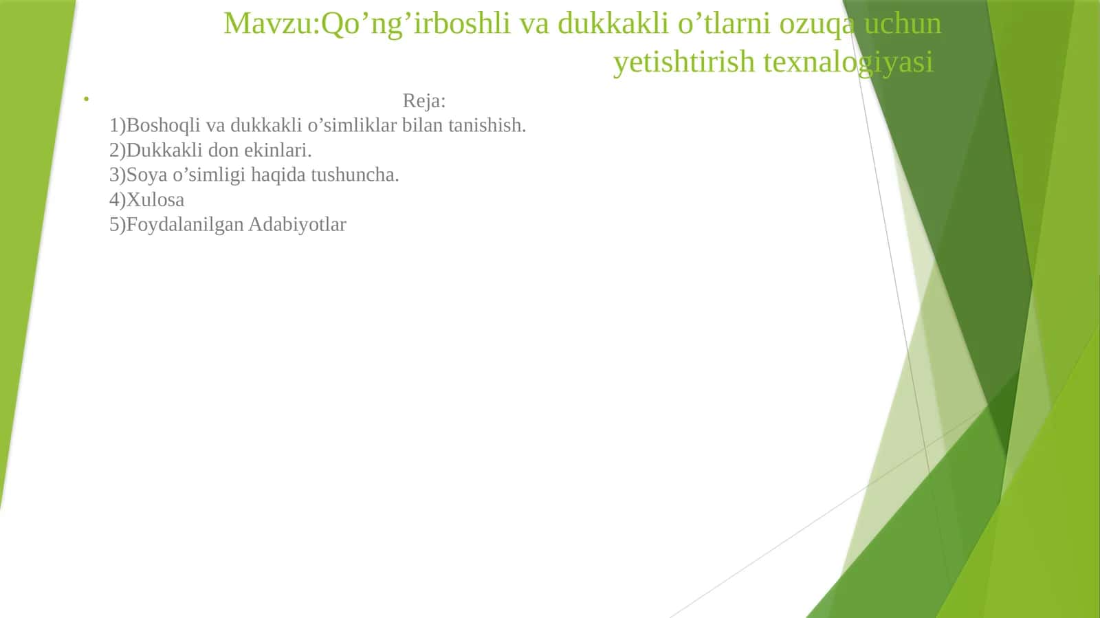 Qo’ng’irboshlivadukkaklio’tlarniozuqauchunyetishtirishtexnalogiyasi