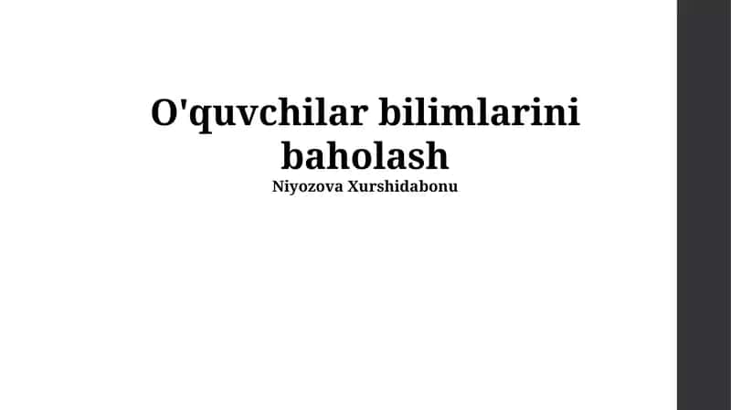 Talabalarning bilim darajasini baholash