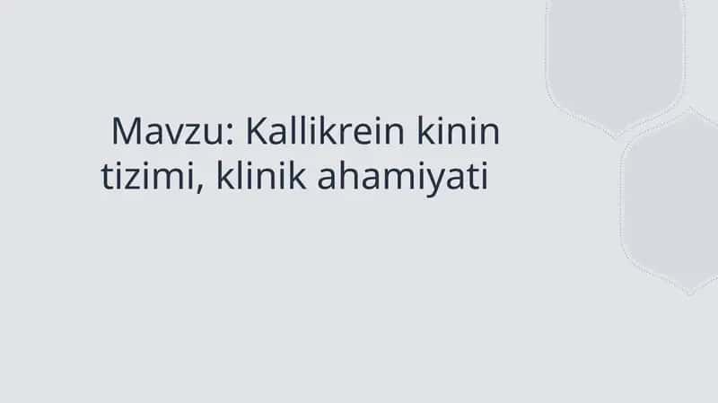 Kallikrein kinin tizimi, klinik ahamiyati