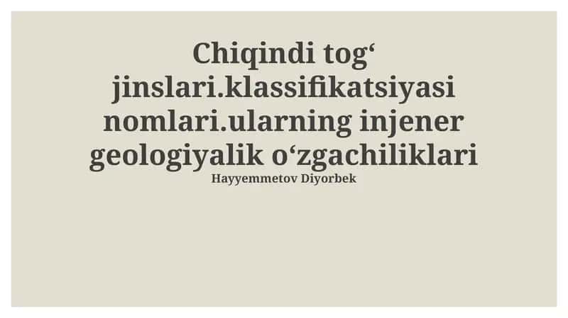 Chiqindi tog' jinslarining tasnifi va nomlanishi