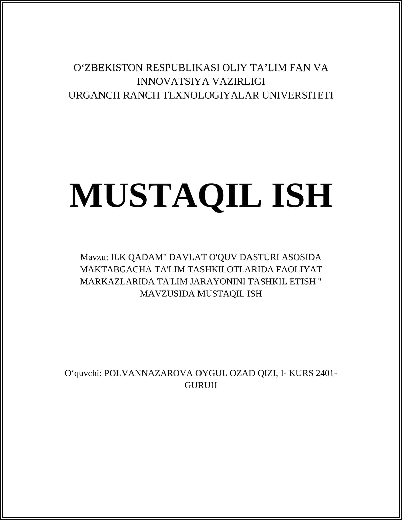 Boshlang‘ich ta'lim konsepsiyasi