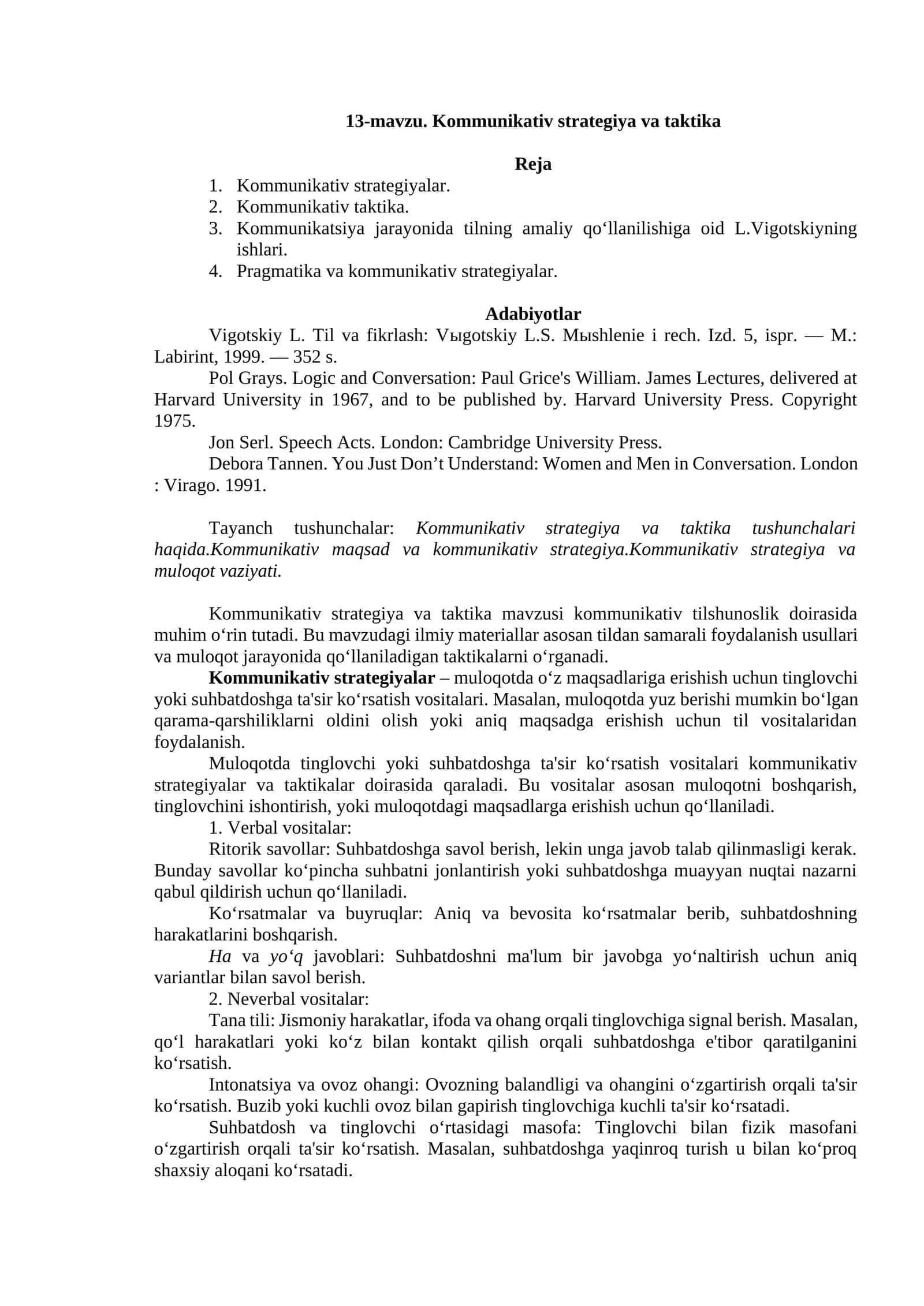 Kommunikativ strategiya va taktika